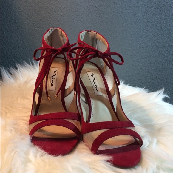 Nina Red Mesh Shoes Shoes - Nina Ankle Tie Mesh Zipper Back Shoes
